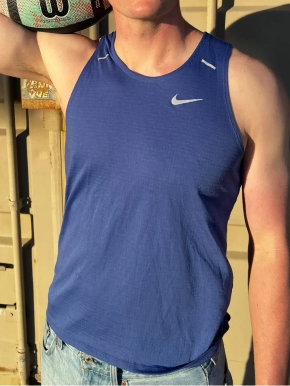 Nike Men’s Royal Blue Performance Tank Top AJ7562 MILLER DRI FIT RUNNING SHIRT